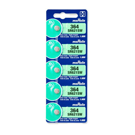 muRata 旧ソニー SR621SW(364)【5個】sony 364 コイン電池 ボタン電池 酸化銀電池 時計用電池 coin cel..
