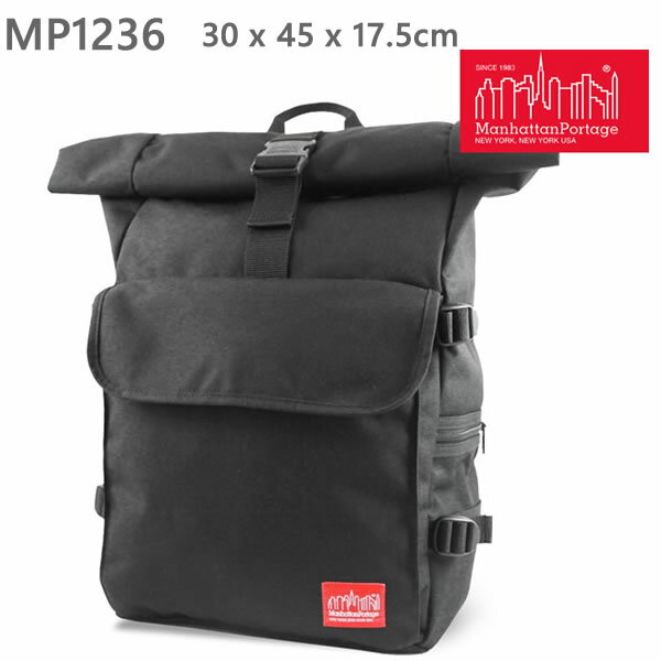 送料無料　●ポイント5倍●Manhattan Portage マンハッタンポーテージ　リュック　ロールトップ　バッグ Silvercup Backpack ブラック シルバーカップ MP1236