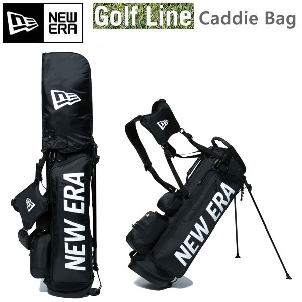 ニューエラ キャディバッグ　Caddie Bag STAND スタンド式 ブラック ホワイトプリントロゴ ベーシックポーチ付き 11901502 NEWERA ゴルフ【L1】【w06】