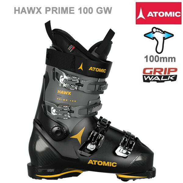 アトミック スキーブーツ ATOMIC HAWX PRIME 100 GW BLACK GREY SAFFRON(ホークス プライム)(23-24 2024)【w11】