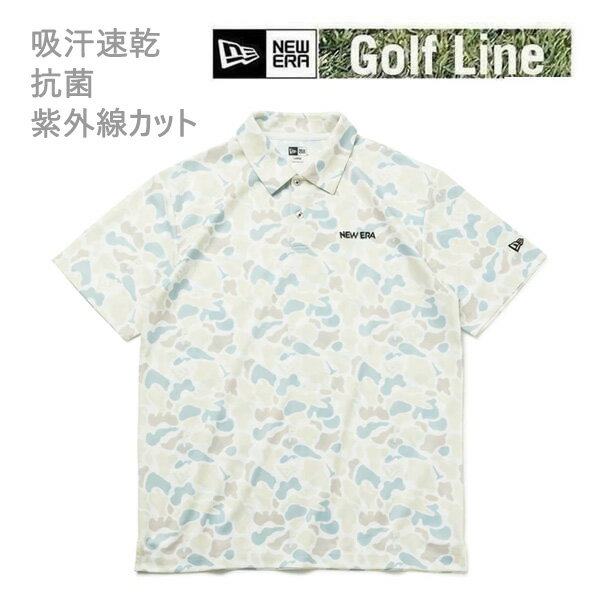 ニューエラ ゴルフウェア 半袖 テック ポロシャツ Duck Hunter Camo ホワイト(14109025)日本正規品 newera ゴルフウェア