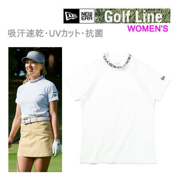 ニューエラ ゴルフウェア Women's 半袖 鹿の子 ミッドネック Tシャツ ホワイト (14108977) NEWERA 日本正規品