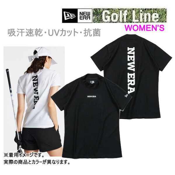 ニューエラ ゴルフウェア Women's 半袖 鹿の子 ミッドネック Tシャツ Vertical Logo ブラック (14108985) NEWERA 日本正規品