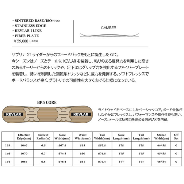 スキー用品 WEBSPORTSのスノーボード　板 レディース SABRINA 23-24 GTC 　キャンバー　 グラトリ向き【L2】【代引不可】｜アングル2