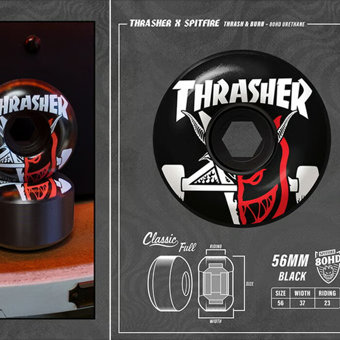スキー用品 WEBSPORTSのスケボー ソフトウィール SPITFIRE 80HD THRASHER X SPITFIRE THRASH & BURN 56mm スピットファイア スケートボードウィール ソフトウィール【C1】【K1】｜アングル3
