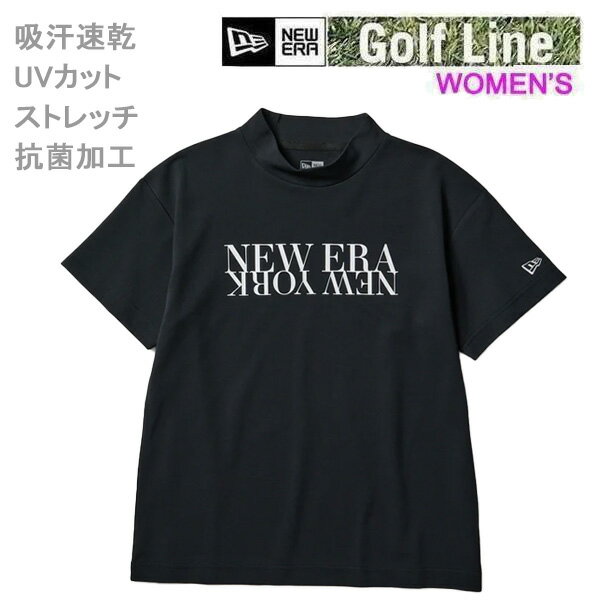 【5/26まで★3000円以上で300円OFFクーポン】ニューエラ ゴルフ モックネック Women's 半袖 ミッドネック Tシャツ 鹿の子 New York ブラック (14859868) レディース NEWERA