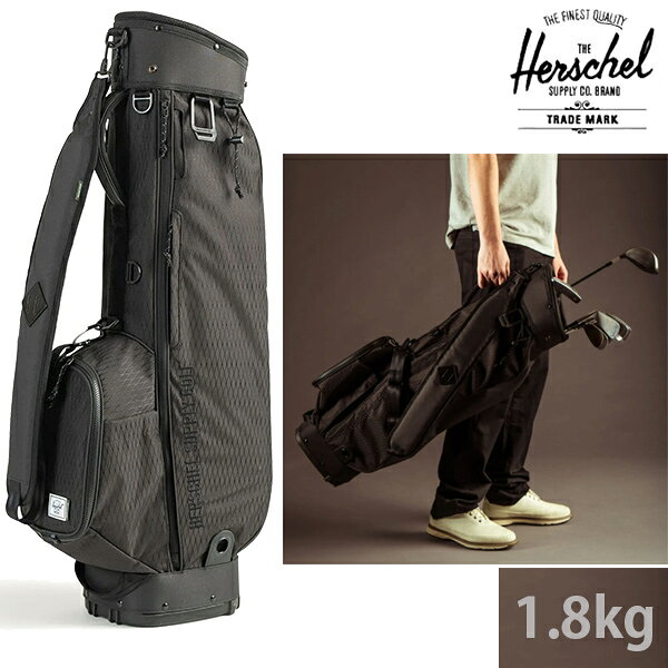 ハーシェル キャディバッグ,herschel ゴルフ 正規品 ※ネームプレートの名入れ加工は出来ません。 細身で軽量なフルセット用のCaddie Bag。 スマホや時計、日焼け止めや予備のボールなど細かな収納がたっぷり。グローブをサっと取り付けられるベルクロテープが便利。ボトルホルダーも装備しているので脱水・熱中症予防も万全。3分割開口でシンプルながら超軽量で使いやすいキャディバッグです。 カバー無しの状態の高さ：約90cm 大きさ：幅約34cm・直径約22cm　重さ：約1.8kg ＊軽量さを重視するため本体の柱が簡易的となり自立し辛い構造です。壁に立て掛けるなどして、倒れないようご注意ください。カートへの積載は問題ありません。 どこでゲームを始めようと、ミニマリストのゴルファーにとってモダンなクラシックで、このシングルストラップバッグはクラブを整理するための3分割開口と複数の大型収納ポケットを備えています。 重量わずか1.8kg 軽量ダイヤモンドドビーファブリックで高い耐久性 フルグレインレザートリム 簡単にアクセスできるスマホ用スロット 複数の大きなサイドポケット カスタマイズ用の広々としたフロントパネルポケット ヴィンテージのシェルパ裏地付きのパッド入りショルダーストラップ キャリーハンドル ギアアタッチメントループ付きのカスタムタオルリング グローブの取り付けができるベルクロテープ 軽量スナップオン式レインカバー ヴィンテージ風のレザー傘ホルダー、ドローコード式 カスタムハーシェルフラットモールドベース ハーシェル キャディバッグ,herschel キャディーバッグ,フルセット用,9型,おしゃれ,メンズ,レディース,男女兼用 herschel golf ゴルフはスコアに限りません。これは旅の話です。重要なのは誰と一緒にいるのか、どこでプレーし、どうやってそこにたどり着くのか。ハーシェルサプライゴルフプロショップへようこそ。 Herschel Supply（ハーシェルサプライ）は、2009年にカナダ・バンクーバーで誕生したバッグ＆ライフスタイルブランドです。クラシカルな登山用バッグやヴィンテージの雰囲気に、現代の都会的なデザインと高い機能性を融合させたアイテムが世界中で人気を集めています。 　