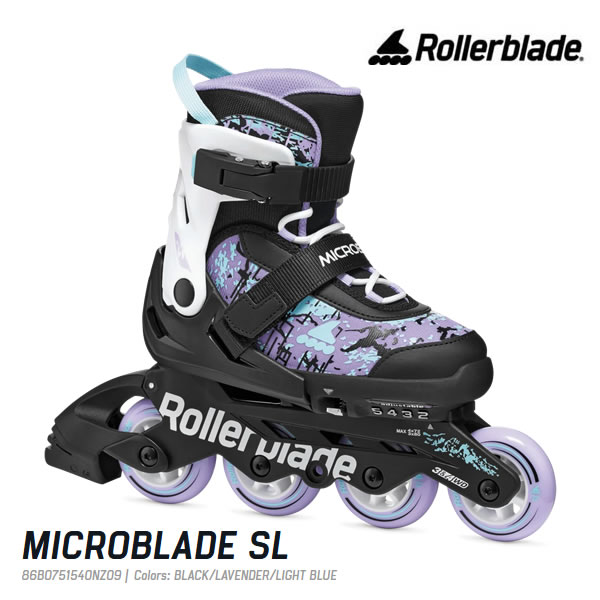 ローラーブレード キッズ インラインスケート MICROBLADE SL ブラック×ラベンダー×ライトブルー マイクロブレード ROLLERBLADE ローラーブレード 子供