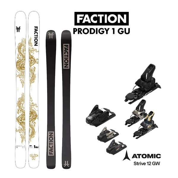 【2024-2025モデル】送料無料・代引き不可【日本正規品】 FACTION SKIS ファクション スキー 日本正規品 PRODIGY 1 GU (ART by ELSA GRACE) エキサイティングなフリースキーヤーの1人として注文されている、EILEEN GU (アイリーン・グー) シグネチャーモデル。 人気のプロディジーシリーズに、エルザ・グレースが描いた「YEAR OF THE WOOD DRAGON」をデザインしたリミテッドモデル(限定モデル)です。 ※通常のPRODIGYシリーズとスペックは同じです。 PRODIGY シリーズ プロディジーシリーズは、耐久性のあるトップシートから理想的で完璧なベースまで考え抜かれて作られ、FACTIONの象徴である「前進」のすべて表現する。レスポンスの高いウッドコア、ツインチップ形状と程よいキャンバーが、自信に満ちたパフォーマンスを実現させる。このシリーズは、レスポンスが良いため非常に扱いやすく、スキーヤーの楽しみを最大限向上させるように設計されている。 PRODIGY 1 (All-Mountain Twin Tip) プロディジー1 は、ベストセラーであるプロディジー 2のシェイプを受け継いでいます。受賞歴のあるエリプティカルサイドカットは、どのようなスピードでも楽にターンを始められ、フルストレングス・サイドウォールは最高のエッジホールドを実現。プロディジー 2に比べて足元が10mm狭く、パークや整地でのより正確なハンドリングを実現。プロディジー 1のコアもまた、このシリーズ独自のものです。ポプラ材をアッシュ材で補強し、激しいヒットに耐える強度を生み出している。24-25シーズンには、カーボン/ラバーのストンプパッドを追加し、激しいヒットの振動も吸収する。 ・Size：158、164、171cm ・Sidecut：120-88-112mm (全サイズ) ・Radius：13m(158)、15m(164)、16m(171) ・Weight(1/2Pair)：1500g(158)、1580g(164)、1640g(171) ・Flex：7 (10段階) ・Tip＆Tail Rocker-Traditional Camber 　Tip Rocker Length：280mm(158) / 290mm(164) / 300mm(171) 　Tail Rocker Length：220mm(158) / 230mm(164) / 240mm(171) 　Camber：3mm CONSTRUCTION ・ポプラ/アッシュコア ・ディレクショナルツイン ・エリプティカル ラディウス サイドカット ・XL 2.5mm エッジ ・カーボンラバーストンプパッド ・アンチチップ マクロキャップ ・フルストレングス サイドウォール ・マスターシュ フレックス ・耐傷性トップシート ・Made in Bulgaria faction ski 2024,faction ski 23-24,faction skis,ファクション スキー 2024,ファクション スキー 23-24,faction スキー板,ファクション スキー板, 【当社のスキー板は全て日本正規取扱い用品です。通販の場合でもメーカーの正規保証が受けられますのでご安心ください。】環境にも優しい次世代ワックスコーティング スキー板へのビンディングの取付について　メーカー希望小売価格はメーカーカタログに基づいて掲載していますメーカー希望小売価格はメーカーカタログに基づいて掲載しています