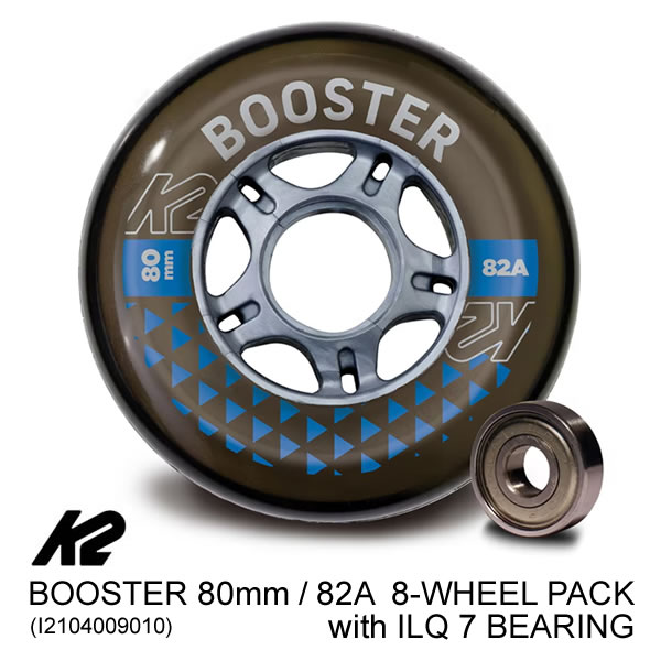 K2 インラインスケート スペアウィール 日本正規品 BOOSTER 80mm/82A 8-WHEEL PACK with ILQ 7 BEARING K2製のスペアウィール80mm/82A×8個とILQ 7 ベアリング×16個のセット販売商品です。インラインスケート用として販売されているウィールやベアリングの規格は統一されておりますので、K2以外のメーカーにも対応します。 ・商品内容 　ウィール：BOOSTER WHEEL 80mm/82A (8個) 　ベアリング：ILQ 7 BEARING (16個) ※こちらの商品はご注文数量1個で、上記の商品内容(4輪インラインスケート両足分)をお送りします。 ※お持ちのインラインスケートのフレームの取付可能最大ウィールサイズを必ずご確認下さい。 ◆K2インラインパーツをお探しの方は下記からどうぞ◆ K2ショートシャフトはこちら K2ブレーキゴムはこちら インラインスケート　インライン　スケート　K2　ケーツー　ローラーブレード　ローラースケート 　
