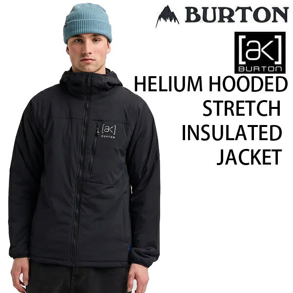 WINTER JACKETBURTON [AK] HELIUM HOODED STRETCH INSULATED JACKET/ヘリウム フーデッド ストレッチ インサレーテッド ジャケット/ミッドレイヤー 超軽量の綿入りジャケット 秋冬に普段から役立つアイテム。パッカブルできるレベルの綿の量で程よい使い勝手。極寒のゲレンデでウェアの下に着込んでおくのはアリです。サイクリングやゴルフなどにもおすすめ、買い物などで建物に入った時にサッと脱いでも邪魔にならないのが嬉しいポイント。胸ポケットはジッパー付き。 軽いから着心地も抜群。汗をすばやく放出して体温を逃がさない、雪山でも快適で動きやすいインサレーション入りのミッドウェイトレイヤー。 メンズ[ak] Helium Hooded Stretch Insulatedジャケットは、パッキングリストに必ず入れておきたいミッドウェイトレイヤーです。寒くて風の強い日のハイキングに、または、山頂に登るときにはシェルの下にレイヤリングすれば、暖かく過ごせます。伸縮性に優れているので動きやすく、アップヒルで活躍する透湿性も備えています。不要なときは、本体についたポケットにコンパクトに収納できます。 保温性と透湿性:コンパクトなインサレーションがハイキングでもスキーでも暖かさと透湿性をキープ。Thermacore ストレッチ 40g スーパー パッカブル:軽量でパッカブルなジャケット。これを持っていかない理由はありません。 抜群の伸縮性:自然な動きを邪魔しないストレッチナイロン素材を使用。 環境への影響を低減:bluesign認証の素材を採用することで、製造工程における人と地球への影響を低減します。 スリムフィットポケットに収納できるパッカブル仕様胸のジップポケット 使用用途BACKCOUNTRY, Hiking,TOURING バートン,ジャケット,アウターウェア,撥水,メンズ,レディース,スノーボード,ハイキング,アウトドア,BURTON 　