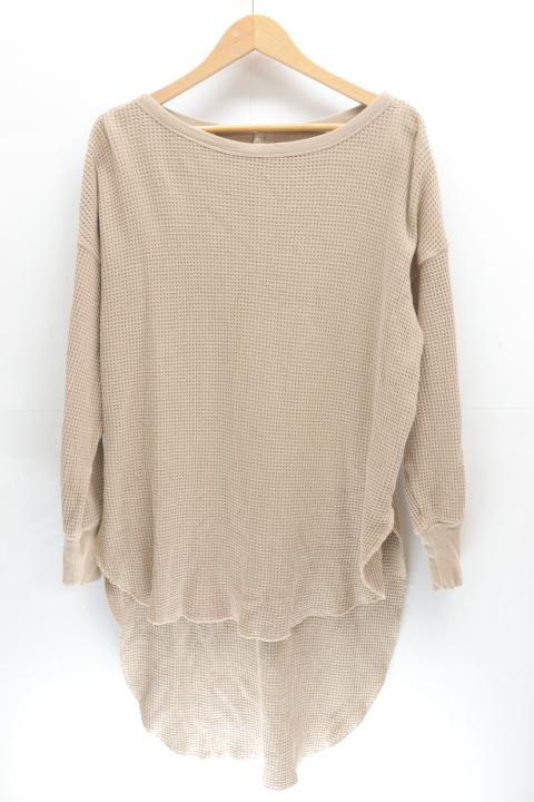 【中古】JEANASIS サーマルロングカットソー F ジーナシス カットソー F ベージュ 肌色 無地 レディース