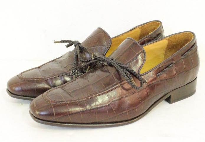 【中古】 BARNEY'S NEWYORK クロコ型押しタッセルローファー 41 バーニーズニューヨーク レザーシューズ 41 茶 ブラウン 無地 メンズ