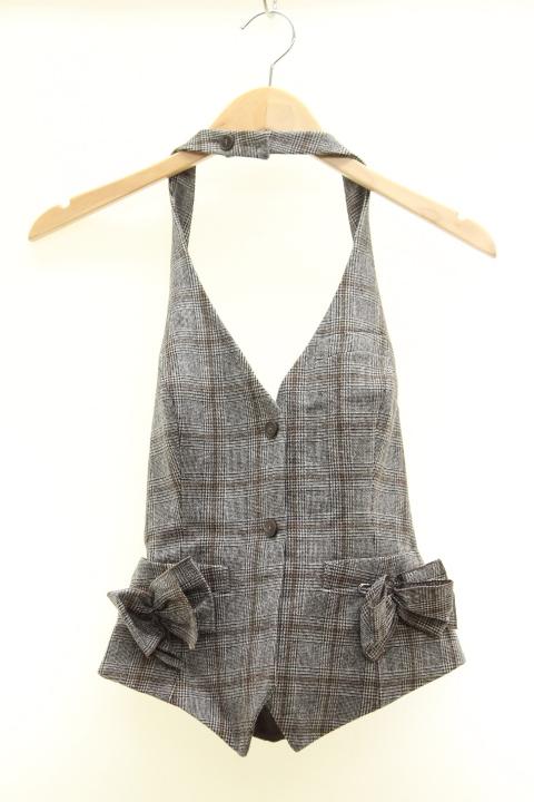 Anne Fontaine ビスチェアンフォンテーヌ ビスチェ 36 ライトグレー グレンチェック レディース 【中古】