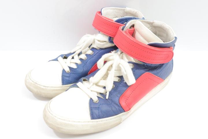 PIERRE HARDY GRAIN CALF スニーカー 41 紺 ネイビー×赤 レッド 無地 メンズ 【中古】
