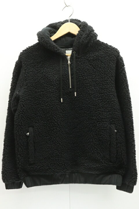 【中古】DELUXE パーカー 40 ハーフジップボアパーカー DELUXE 40 黒 ブラック ボア