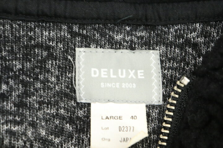 【中古】DELUXE パーカー 40 ハーフジップボアパーカー DELUXE 40 黒 ブラック ボア