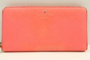 【中古】kate spade レディース長財布 -- 長財布 kate spade -- ピンク 桃 ロゴ