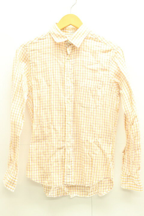 Rakuten - 【中古】individualized shirts メンズ長袖シャツ 14 リネンシャツ individualized shirts 14 白 ホワイト 紫 パープル オレンジ 橙 チェック