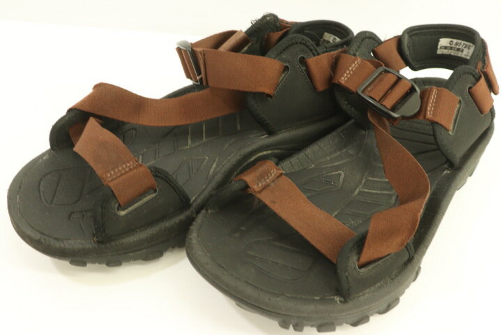 【中古】HI-TEC メンズサンダル 27cm サンダル HI-TEC 27cm 黒 ブラック 茶 ブラウン