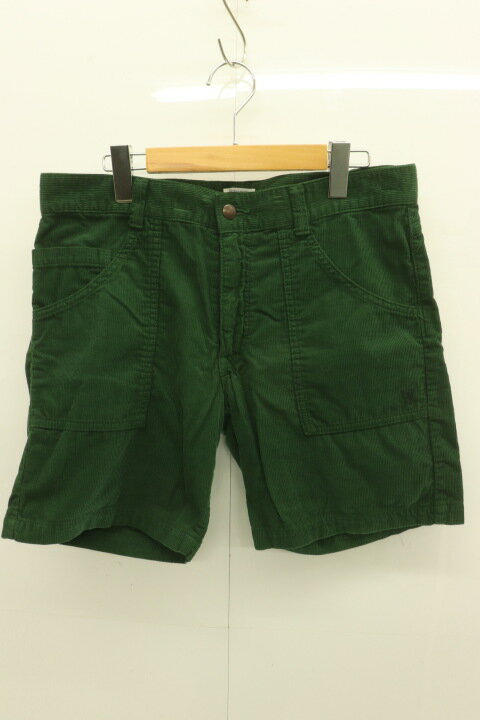 【中古】WORLD WORKERS メンズショートパンツ L BEACH CORDUROY SHORTS WORLD WORKERS L 緑 グリーン コーデュロイ