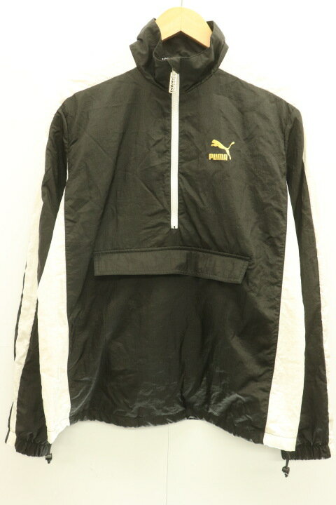 【中古】 PUMA メンズナイロンジャケット S BBOY TRACK JACKET PUMA S 黒 ブラック プリント ロゴ バックプリント