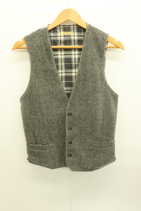 Wool - 【中古】 C.V. CONTE メンズベスト ジレ S ベスト ジレ C.V. CONTE S グレー 灰 チェック
