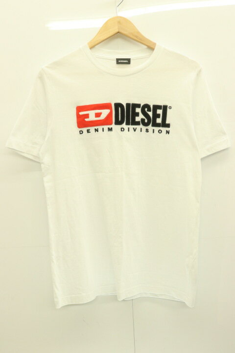  DIESEL メンズTシャツ -- ヴィンテージロゴ クルーネック 半袖 Tシャツ DIESEL -- 白 ホワイト ワッペン
