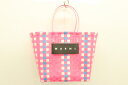 【中古】 MARNI レディースカゴバッグ -- Criss-Cross ミニ バスケットバッグ MARNI -- 白 ホワイト 水色 アクアブルー ピンク 桃