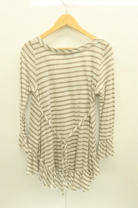 【中古】 BURBERRY BLUE LABEL レディースチュニック 38 ボーダー柄チュニック BURBERRY BLUE LABEL 38 茶 ブラウン ライトグレー