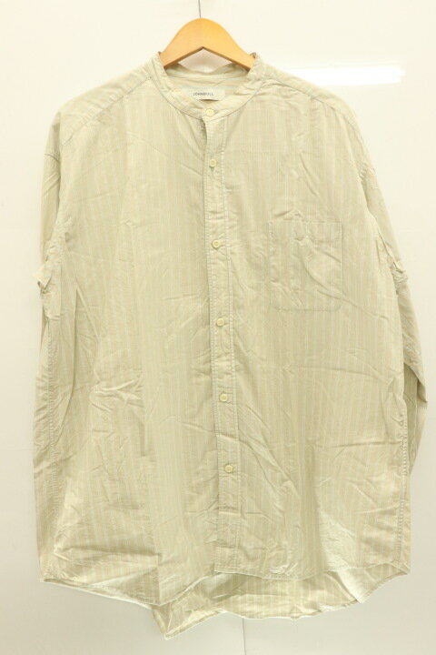 Rakuten - 【中古】 Johnbull メンズ長袖シャツ L バンドカラーシャツ Johnbull L ベージュ 肌色 ストライプ