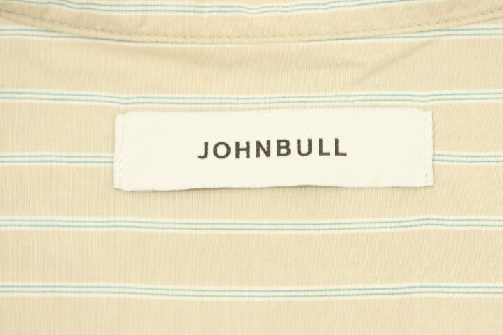 【中古】 Johnbull メンズ長袖シャツ L バンドカラーシャツ Johnbull L ベージュ 肌色 ストライプ