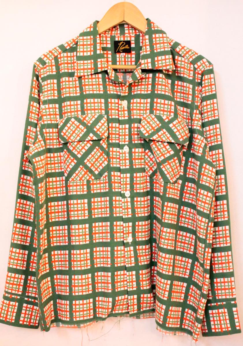 【中古】 Needles メンズ長袖シャツ S Needles/CUT OFF BOTTOM CLASSIC SHIRT/S/緑 グリーン