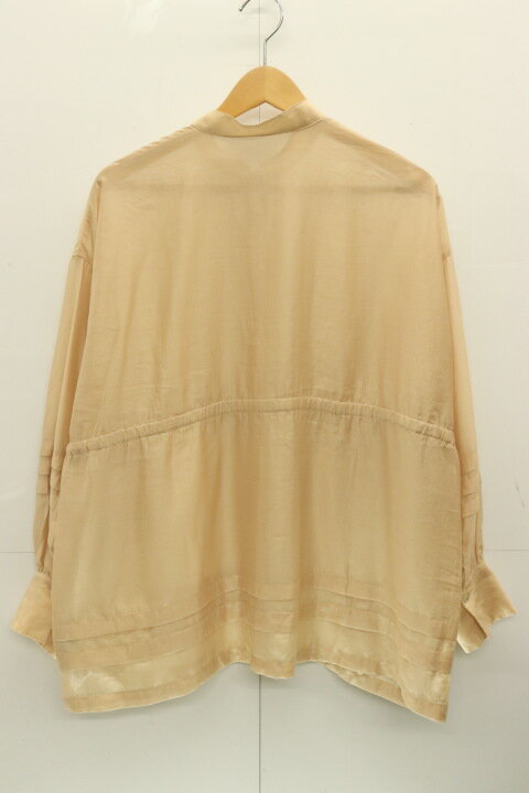 【中古】 NOBLE レディースブラウス -- シアーオーガンジーフロントギャザーブラウス NOBLE -- ベージュ 肌色 無地