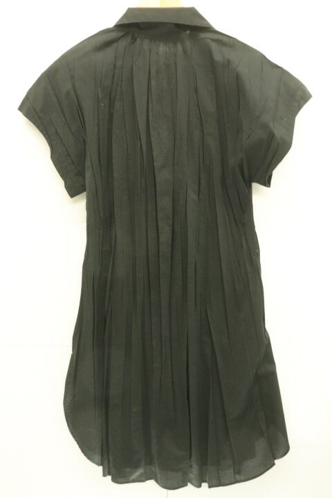 【中古】 PLEATS PLEASE レディースシャツワンピース 3 シワ加工 プリーツシャツワンピース PLEATS PLEASE 3 黒 ブラック 無地