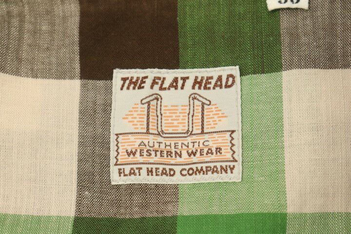 【中古】 THE FLAT HEAD メンズ半袖シャツ 38 半袖シャツ THE FLAT HEAD 38 緑 グリーン チェック