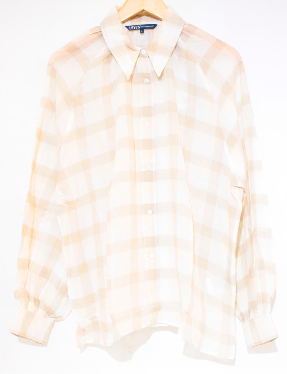 【中古】 LEVIS レディースブラウス L Levi's/MADE&CRAFTED/SUMMER NEUTRAL チェックブラウス/L/ベージュ 肌色/チェック/A2102-0000
