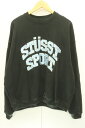 【中古】 STUSSY メンズスウェット M sport relaxed oversized crew STUSSY M 黒 ブラック 水色 アクアブルー ロゴ
