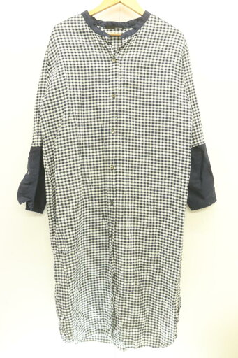 【中古】 vent blanc レディースシャツワンピース -- リネンシャツワンピース vent blanc -- 白 ホワイト 紺 ネイビー ギンガムチェック 【中古】 vent blanc レディースシャツワンピース -- リネンシャツワンピース vent blanc -- 白 ホワイト 紺 ネイビー ギンガムチェック