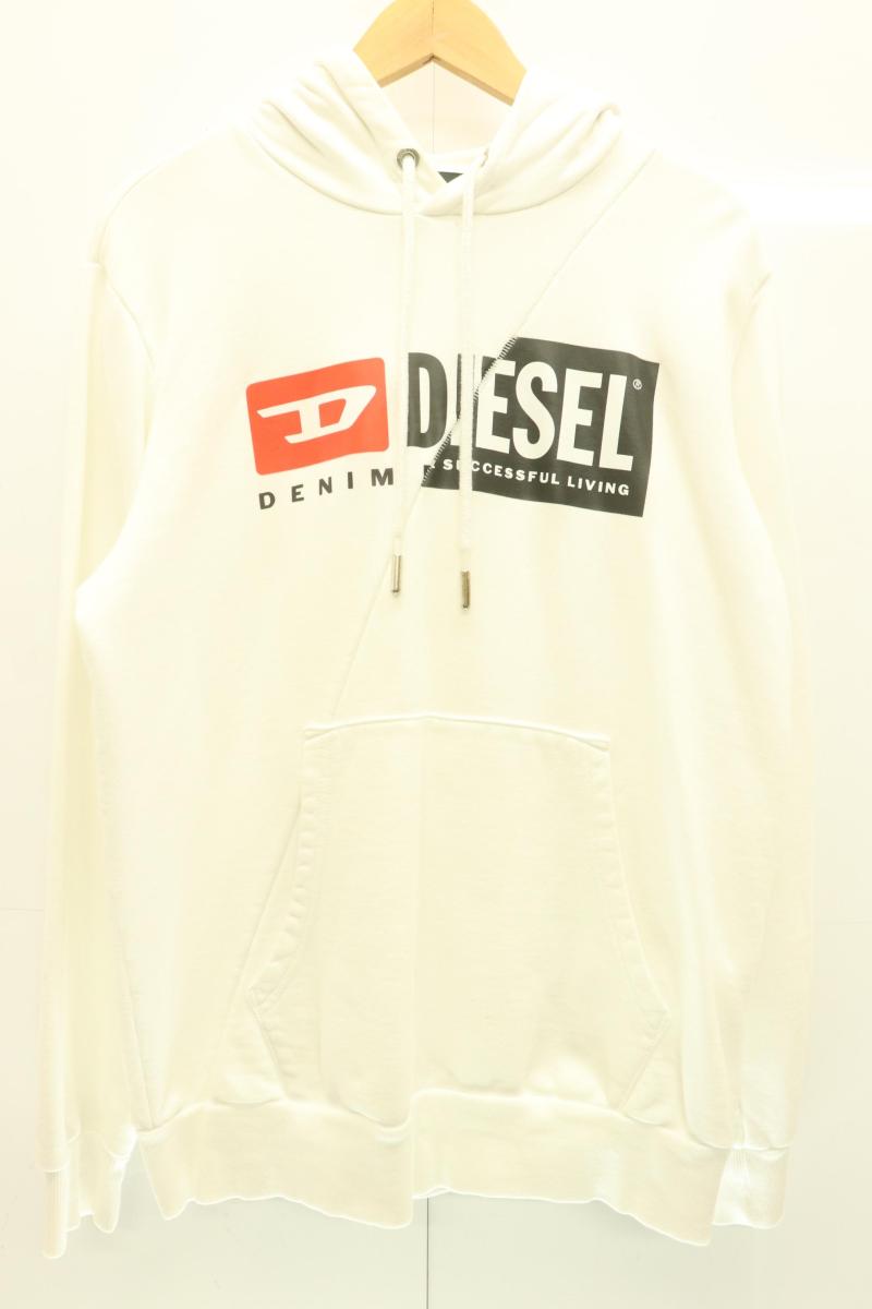 【中古】 DIESEL メンズパーカー M S-GIRK-HOOD-CUTY DIESEL M 白 ホワイト ロゴ