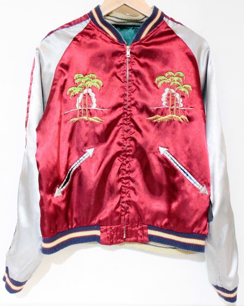 du7 Eternal スカジャン 黄緑色 刺繍 リバーシブル メンズMサイズ 中古・古着通販】ETERNAL (エターナル) 鷹孔雀刺繍リバーシブル