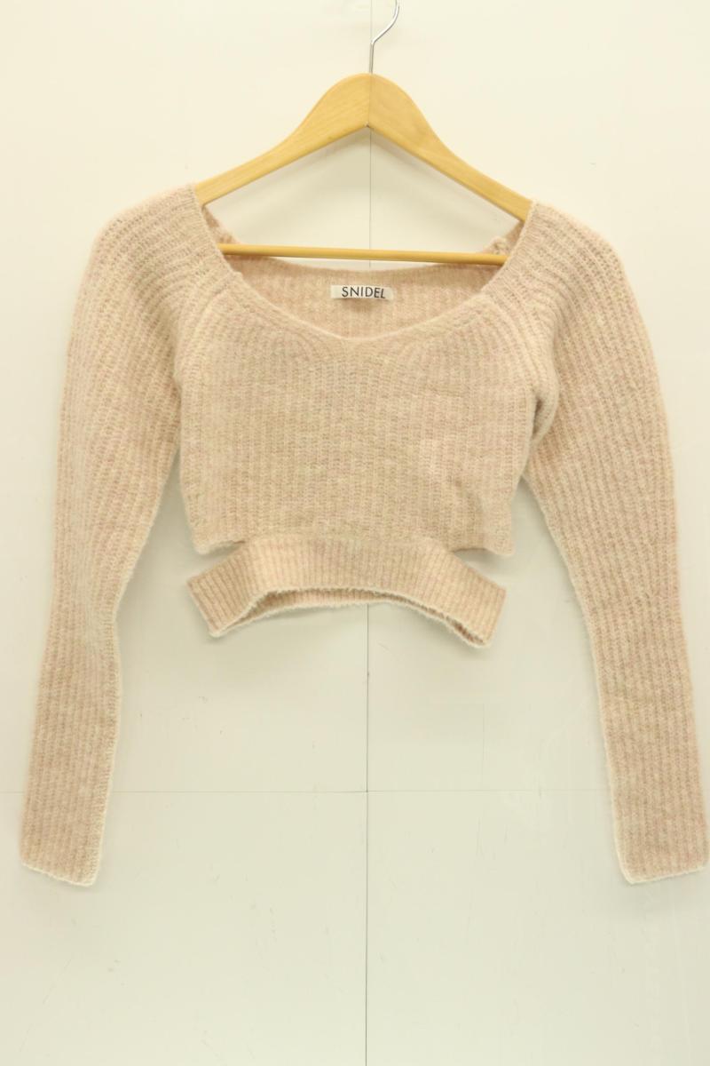 【中古】 SNIDEL レディースニット セーター F マイクロショートニットプルオーバー SNIDEL F ピンク 桃 無地