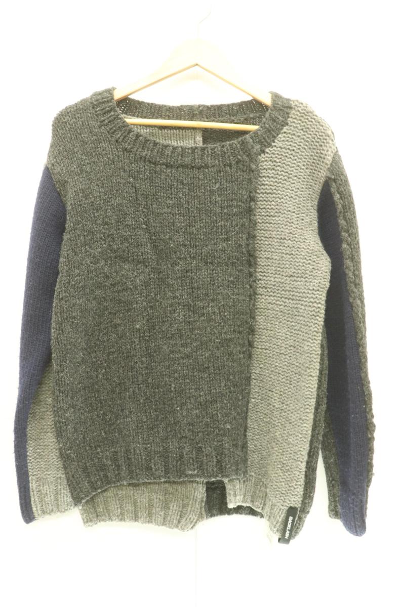 Rakuten - 【中古】 ISAMU KATAYAMA BACKLASH メンズニット セーター L WOOLパッチワークニット ISAMU KATAYAMA BACKLASH L グレー 灰 紺 ネイビー