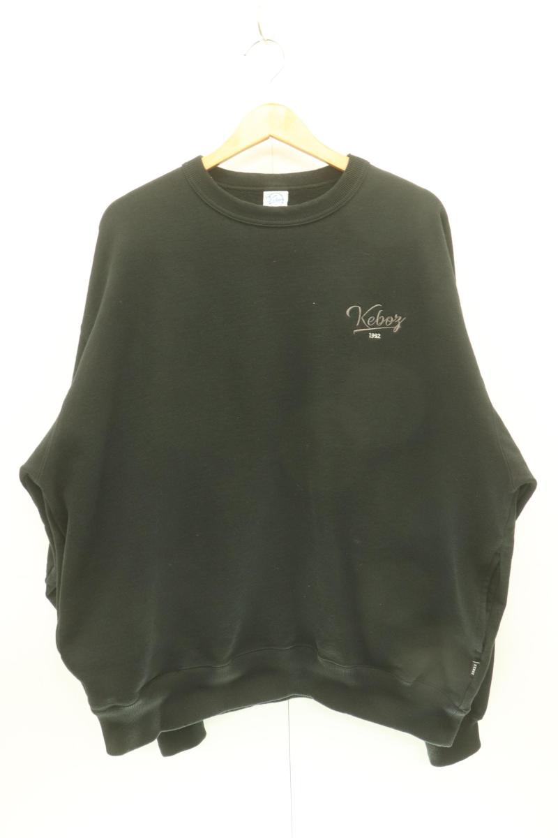 【中古】 KEBOZ メンズスウェット L ICON SWEAT CREWNECK KEBOZ L 黒 ブラック 刺繍 ロゴ