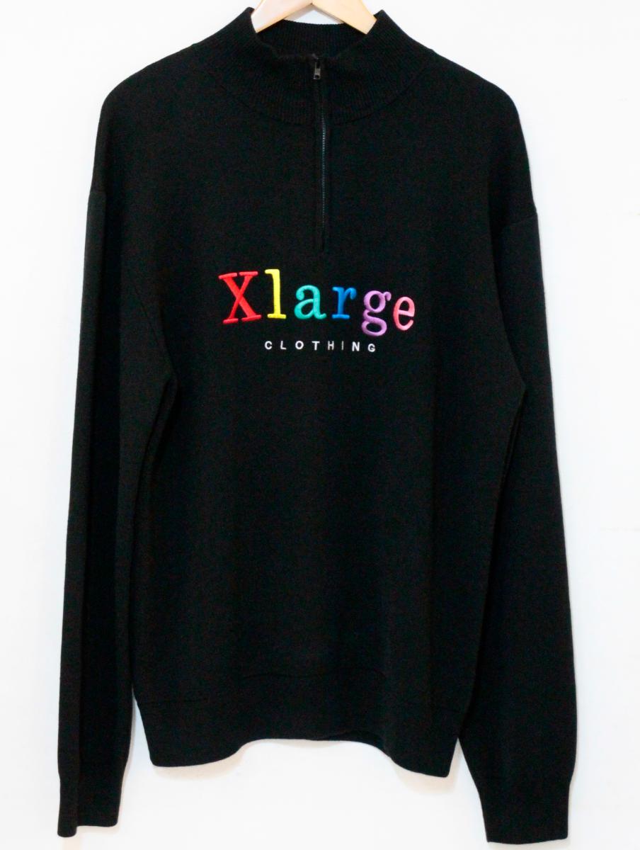 Rakuten - 【中古】 X-LARGE メンズニット セーター XL X-LARGE/HALFZIP EMBRO SWEATER/ニット セーター/XL/黒 ブラック/01194304