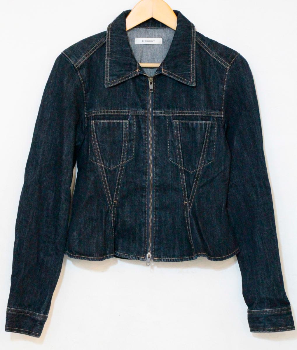 Rakuten - 【中古】 MOUSSY レディースデニムジャケット Gジャン 1 MOUSSY/WAIST TUCK DENIM SHIRT/デニムジャケット Gジャン/1/インディゴブルー 藍/010HA411-7071