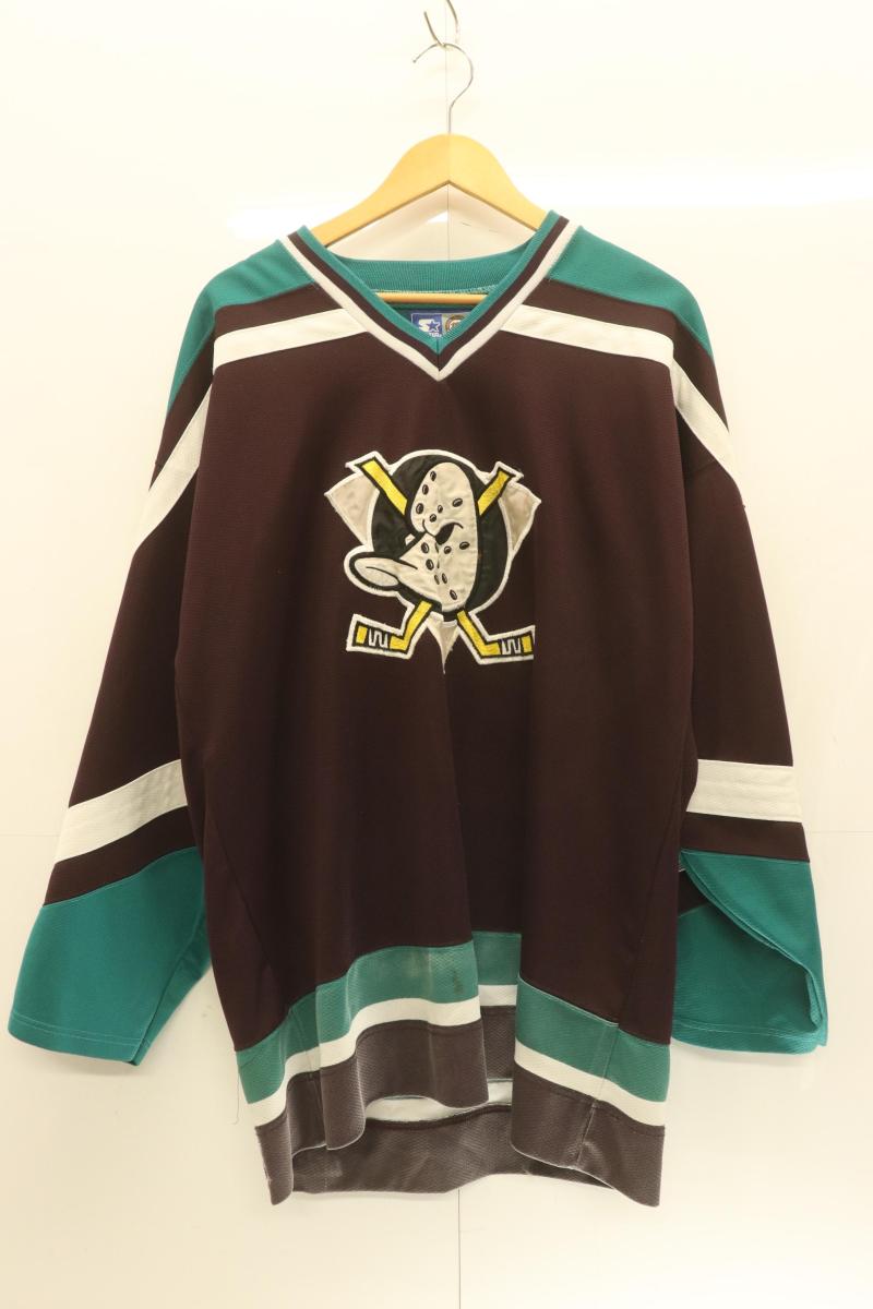 Rakuten - 【中古】 STARTER メンズロンT XL Anaheim Ducks ホッケーシャツ STARTER XL 緑 グリーン ボルドー 赤紫 刺繍 ワッペン