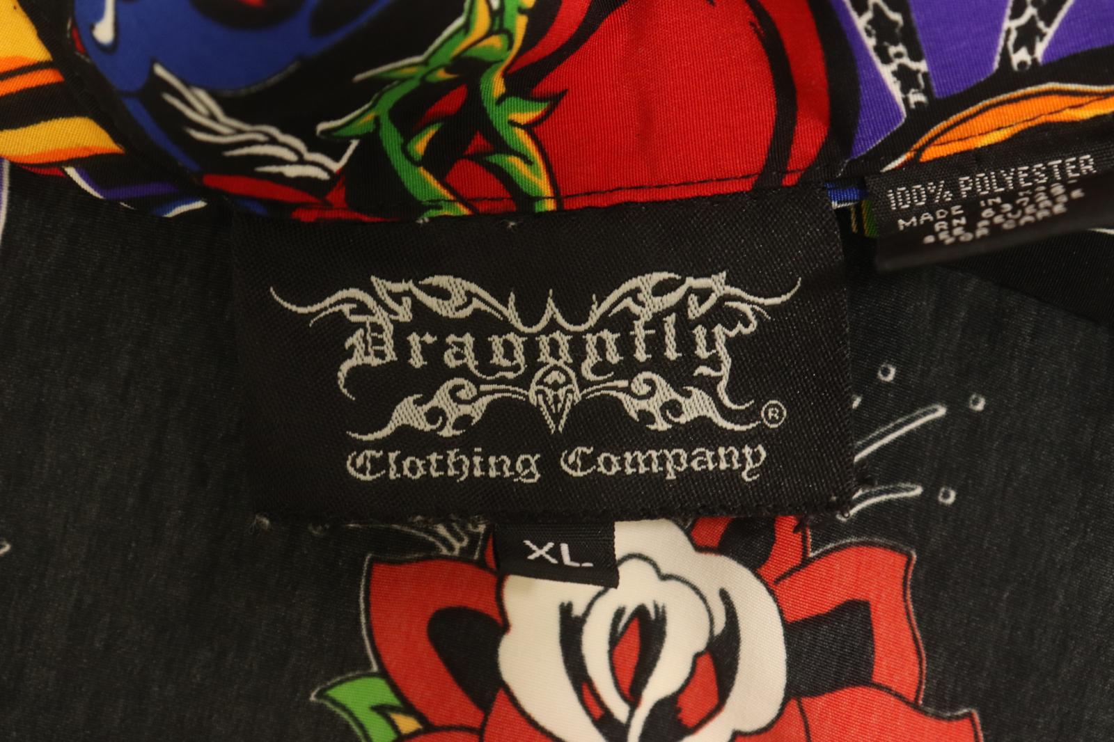 【中古】 Dragonfly メンズ半袖シャツ XL 半袖シャツ Dragonfly XL 黒 ブラック 総柄