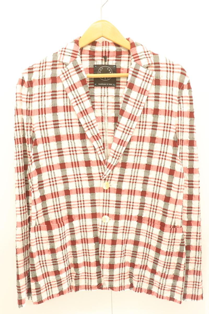 Rakuten - 【中古】 T-JACKET メンズジャケット S ジャケット T-JACKET S 白 ホワイト 赤 レッド チェック