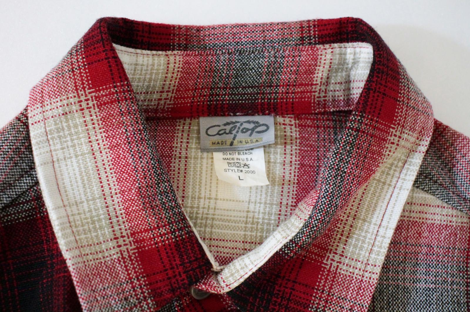 【中古】 メンズ長袖シャツ L CALTOP/オンブレシャツ/長袖シャツ/L/赤 レッド/チェック